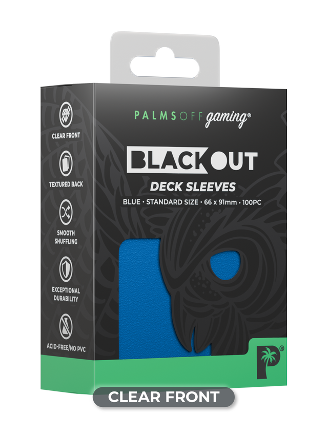 Palms Off Blackout Deck Sleeves (100) Blue (Clear Front)