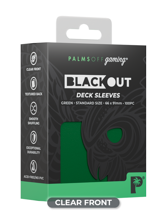 Palms Off Blackout Deck Sleeves (100) Green (Clear Front)