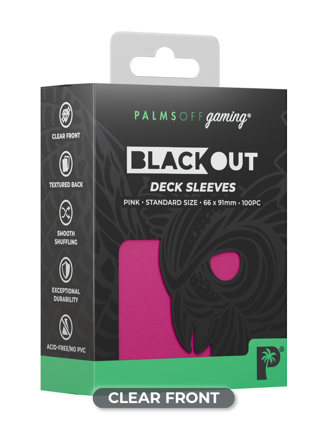 Palms Off Blackout Deck Sleeves (100) Pink (Clear Front)