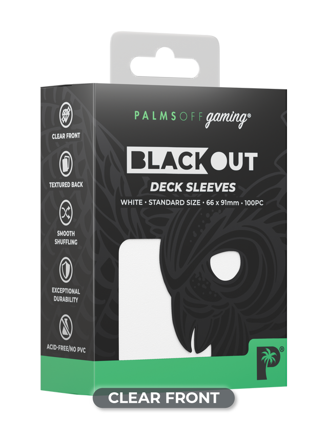 Palms Off Blackout Deck Sleeves (100) White (Clear Front)
