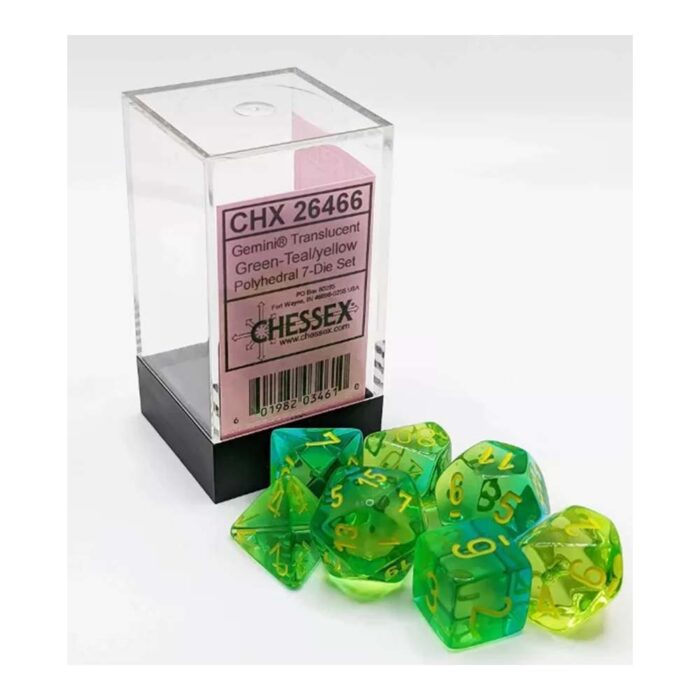 Chessex - Gemini Translucent Green-Teal/yellow 7-Dice Set