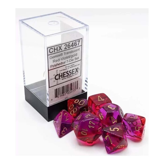 Chessex - Gemini Translucent Red-Violet/gold 7-Dice Set