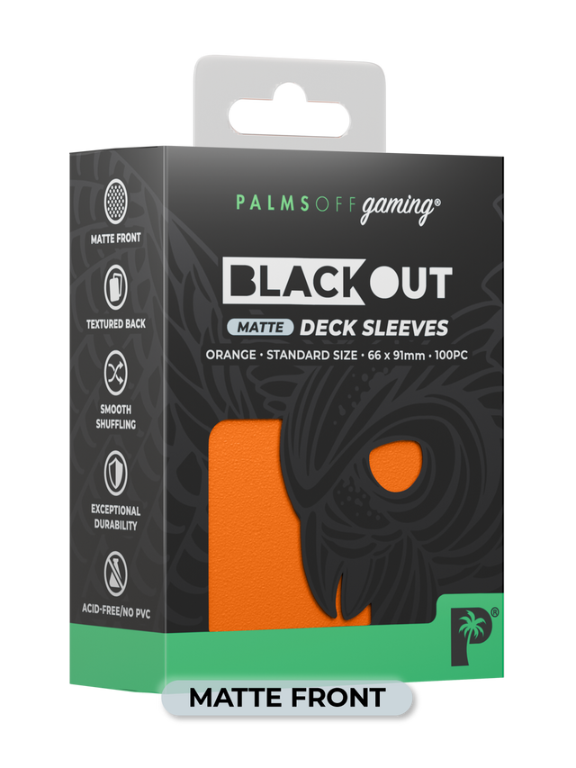 Palms Off Blackout Deck Sleeves (100) Orange (Matte Front)