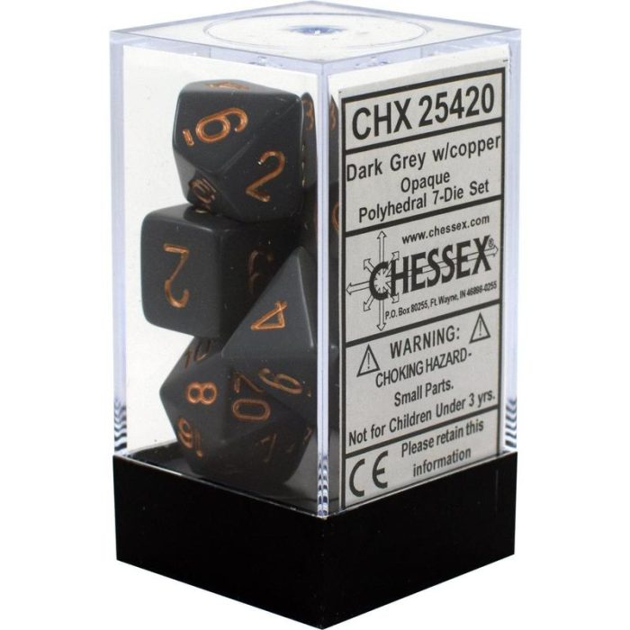 Chessex - Opaque Polyhedral Dark Grey/copper 7-Die Set