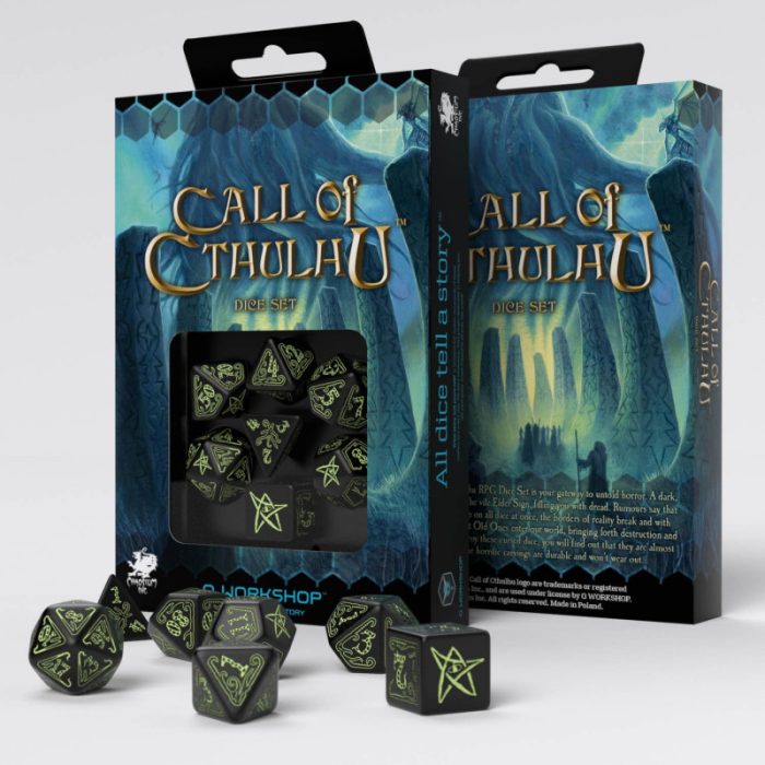 QW - Call of Cthulhu Dice Black & glow-in-the-dark Dice Set