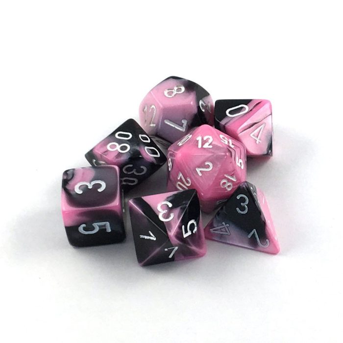 Chessex - Gemini® Polyhedral Black-Pink/white 7-Die Set