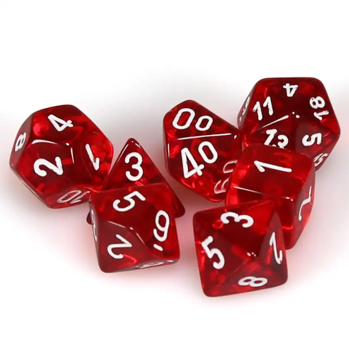 Translucent Polyhedral Red/white 7-Die Set