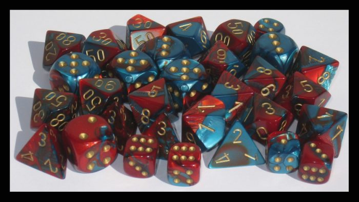 Chessex - Gemini® 16mm d6 Red-Teal/gold Dice Block™ (12 dice)