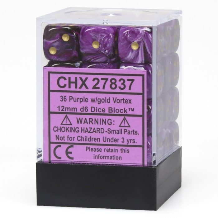 Vortex® 12mm d6 Purple/gold Dice Block™ (36 dice)