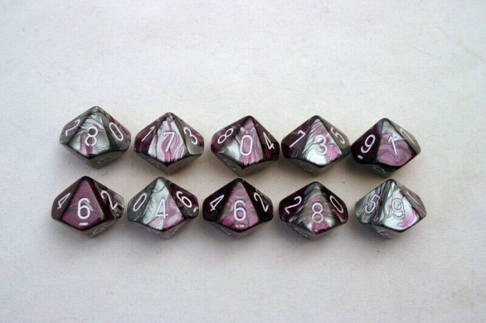 Gemini® Purple-Steel/white Set of Ten d10s