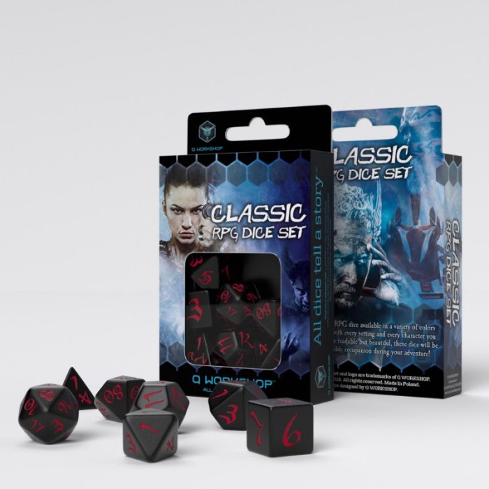 QW - Classic RPG Black & red Dice Set