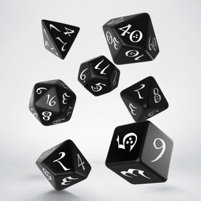 QW - Classic RPG Black & white Dice Set