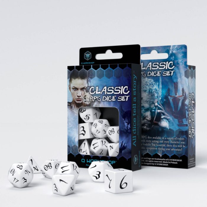 QW - Classic RPG White & black Dice Set