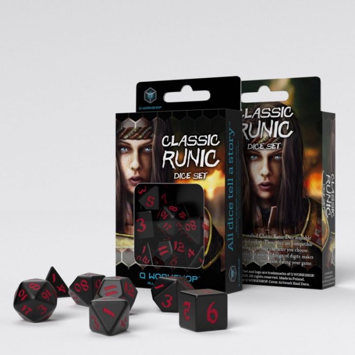 QW - Classic Runic Black & red Dice Set