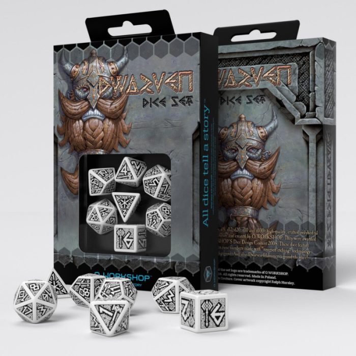 QW - Dwarven White & black Dice Set