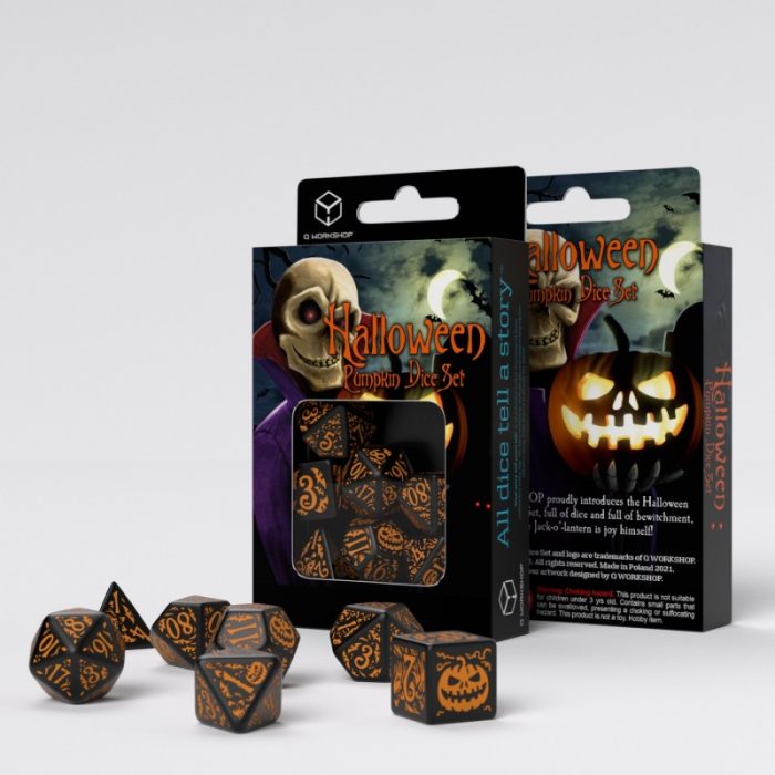 QW - Halloween Pumpkin Black & orange Dice Set