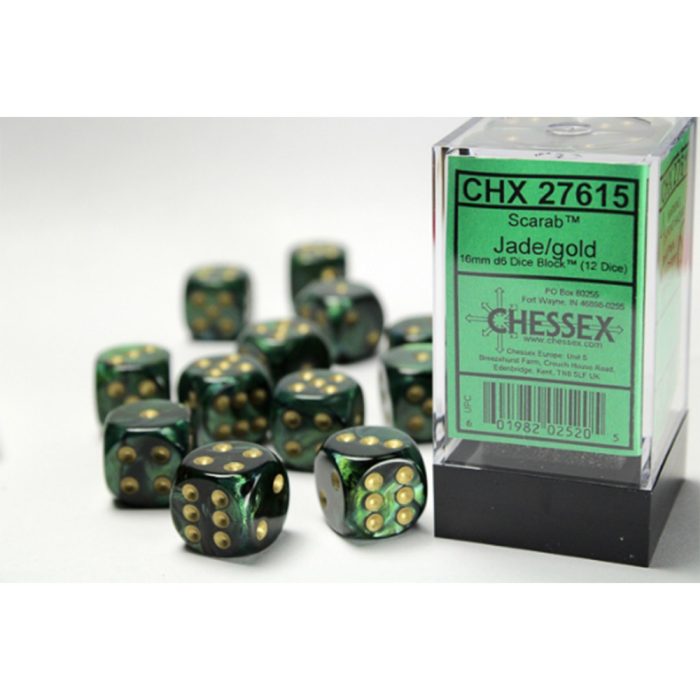 Chessex - Signature 16mm d6 (12 Dice) Scarab Jade