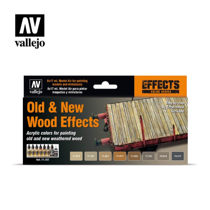 Vallejo - Model Air - Effects 8 Color Set Old And New Wood Effects by Scratchmod 17ml