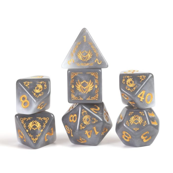 Sirius Dice - D&D Adventure Dice - Paladin - White / Grey - Image 3