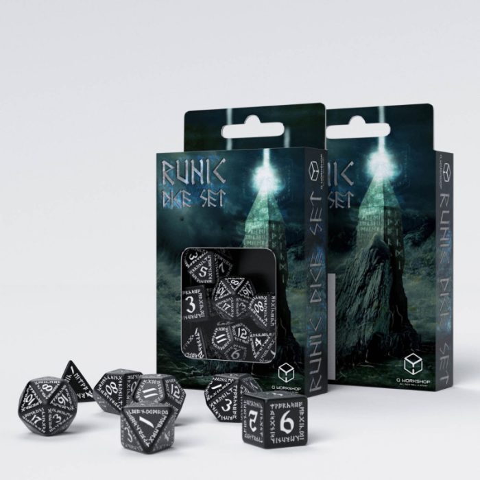 QW - Runic Black & white Dice Set