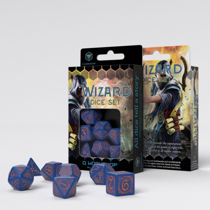 QW - Wizard Dark-blue & orange Dice Set